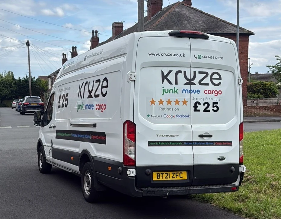 The Kruze man and van on a West Yorkshire street