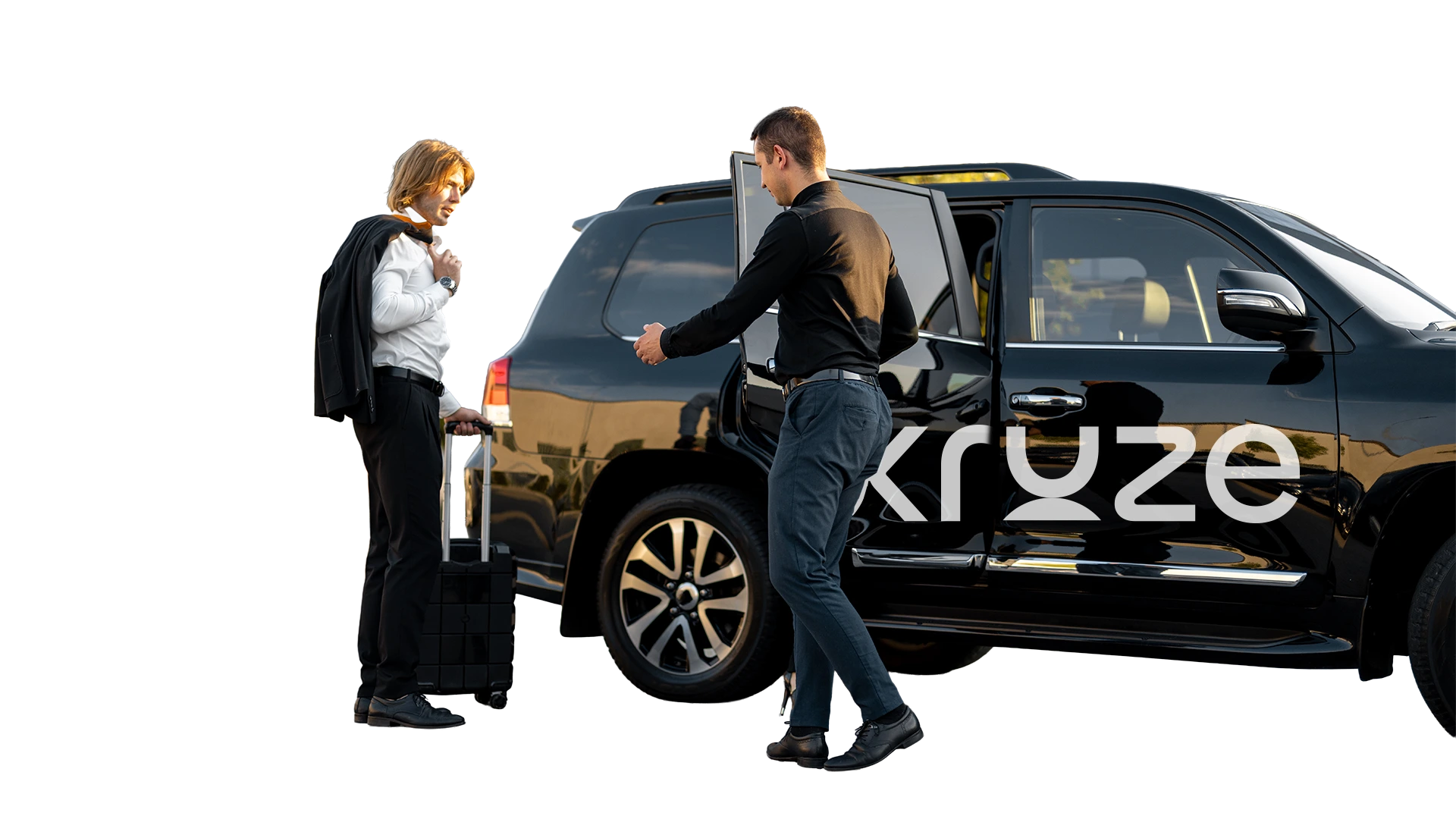 Passenger using Kruze airport taxi service