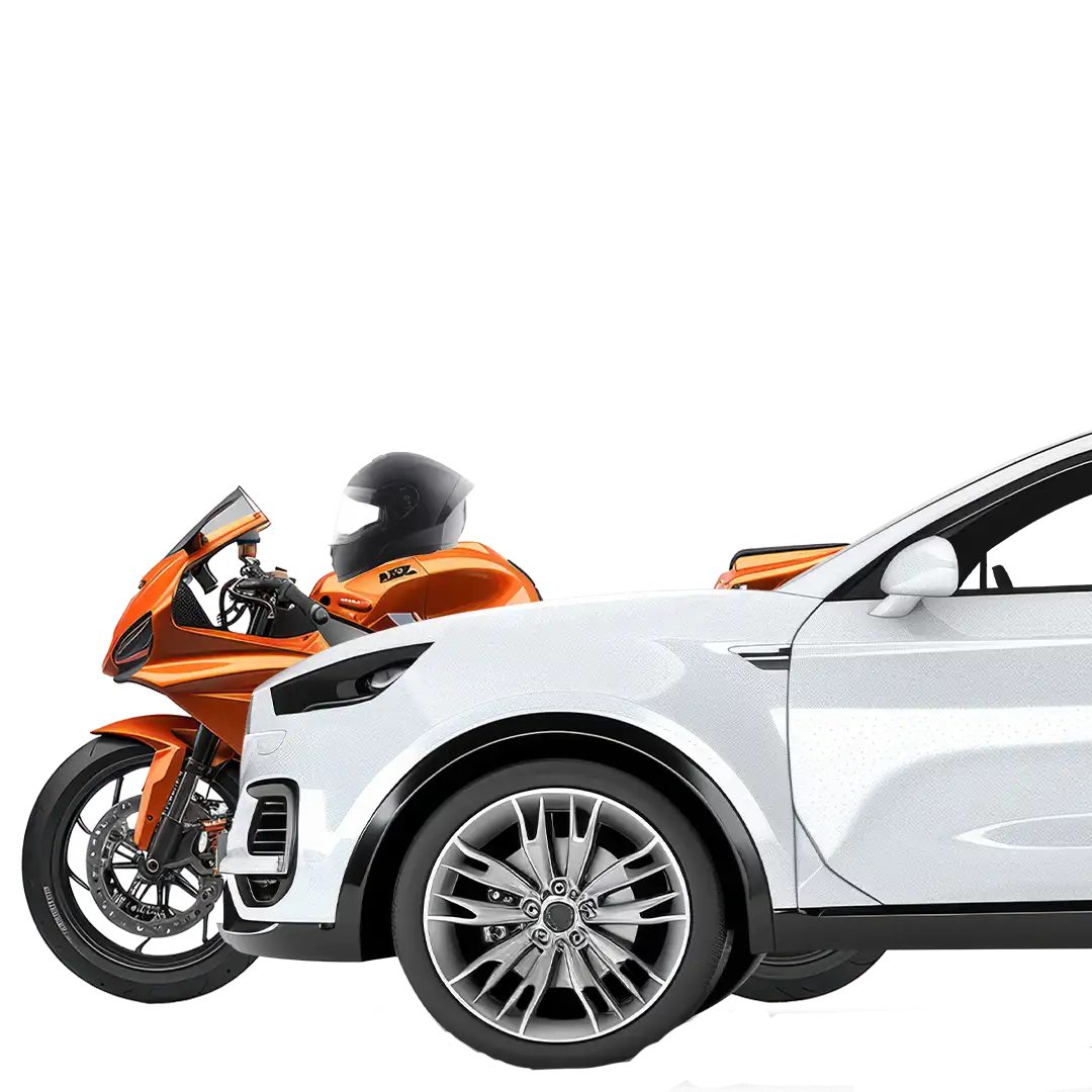 motorcycle and car